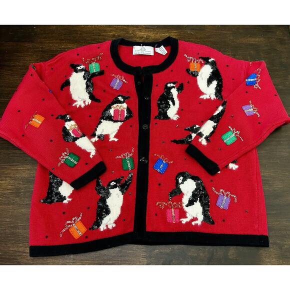DESIGN OPTIONS by Philip and Jane Gordon Vintage CHRISTMAS CARDIGAN SZ XL - Picture 1 of 4